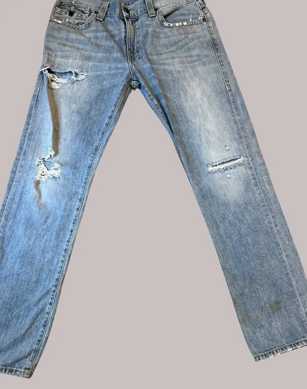 TRUE RELIGION Geno Relaxed Slim Fit Jeans, Distressed, Light Wash| Men’s: 36x32